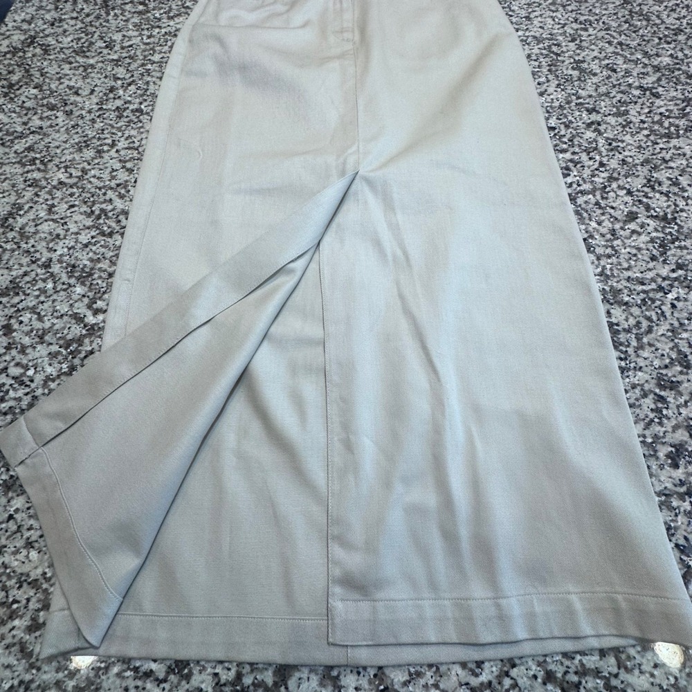 NWT Liz Claiborne Sport Petite Tan Cotton Blend‎ Wrinkle Free Midi Skirt Size 8 - Picture 10 of 11